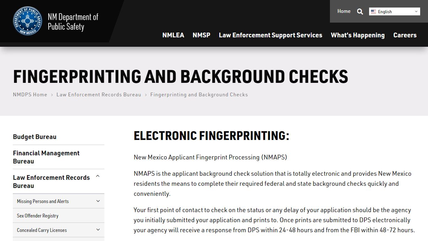 Fingerprinting and Background Checks - NM Department of Public Safety